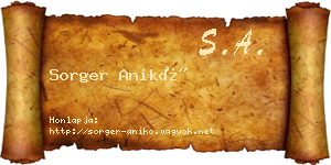 Sorger Anikó névjegykártya