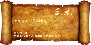 Sorger Anikó névjegykártya